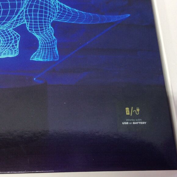 Dinosaur Night Light 3D Illusion Triceratops 7 Changing Colors Lamp w/Black Base - Picture 6 of 7